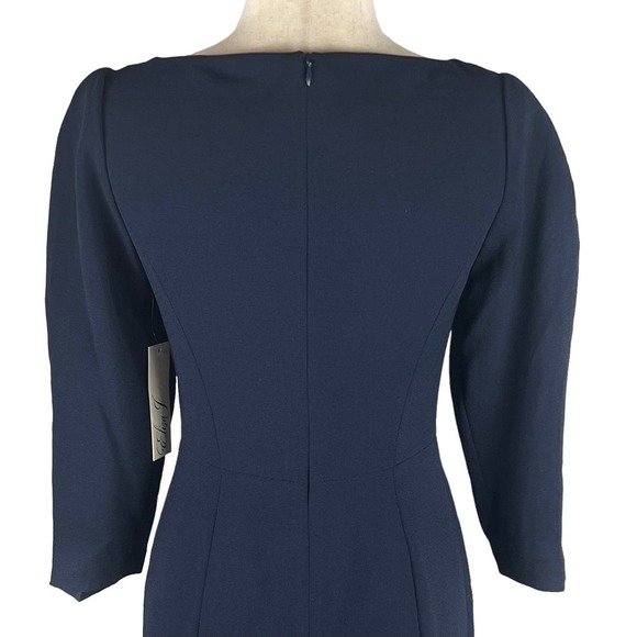 ELIZA J PLEATED 3/4 SLEEVE SHEATH DRESS IN NAVY NWT WOMEN'S‎ SIZE 2 - Picture 9 of 16